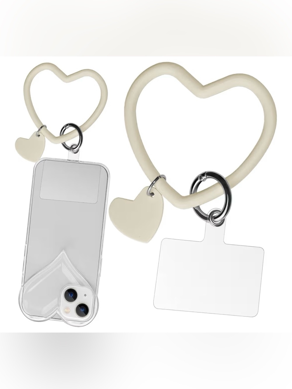 Silicone Heart Loop Phone Lanyard,Hand Wrist Strap with 🔑Chain Holder